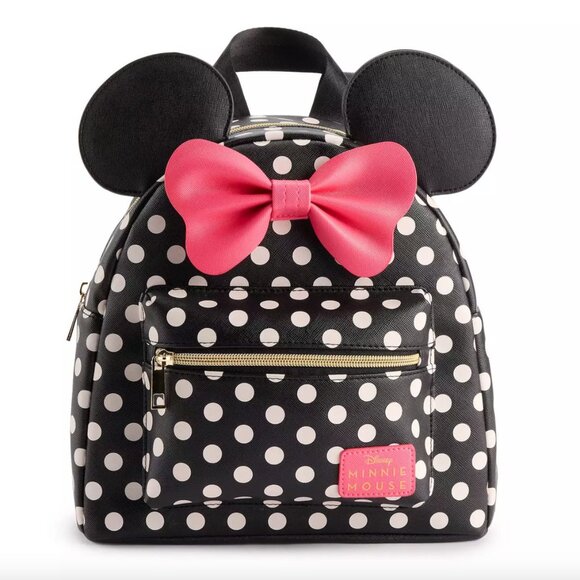 Disney Minnie Mouse Polka Dot Print Mini Backpack with Pink Bow - Picture 7 of 7
